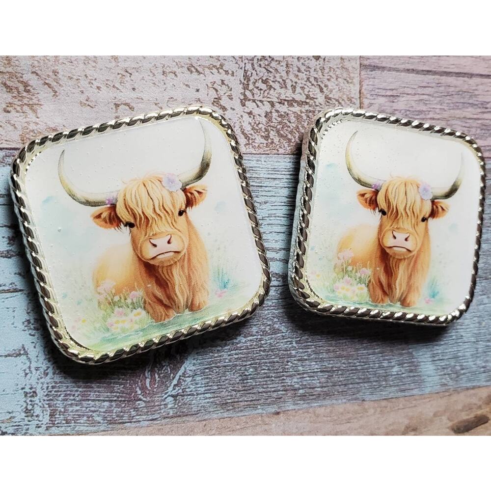 Unique, highland cow concho, western tack, saddle concho, concho for leather